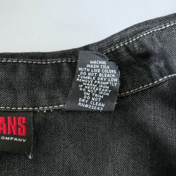 Vintage 90s Western Rancher Black Denim Jacket Shirt NY Jeans Large Streetwear - Picture 10 of 11